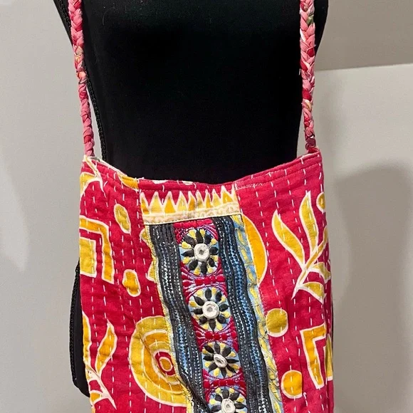 Boho Kantha Patchwork Shoulder Bag - Picture 2 of 3